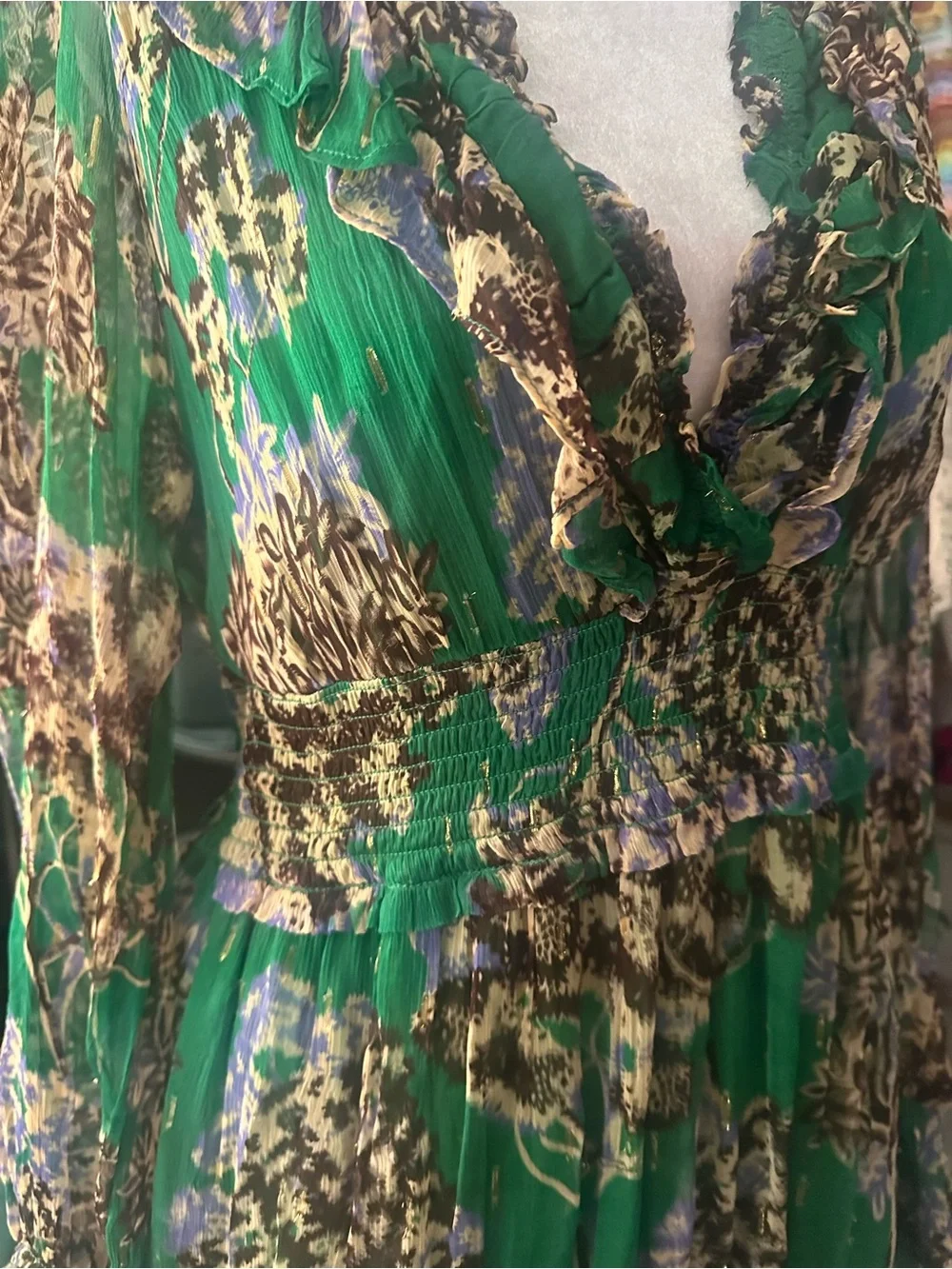 Anthropologie Odetta V neck ruffle maxi dress - Picture 7 of 7